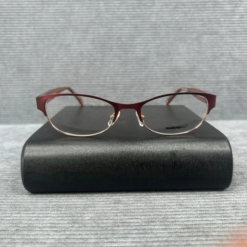Marchon NYC Midtown 601 Burgundy Tortoise Cat Eye Y2k Eyeglasses 51-17-135